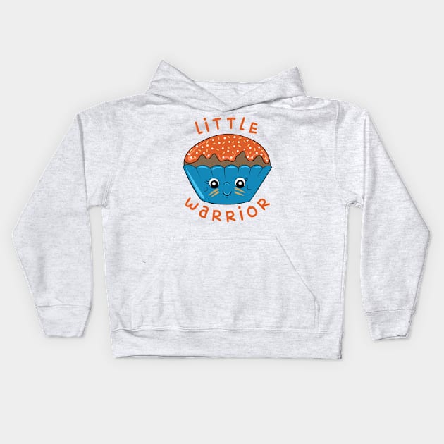 Little Warrior - Cute Warrior Cupcake Design - Blue Kids Hoodie by Funky Chik’n